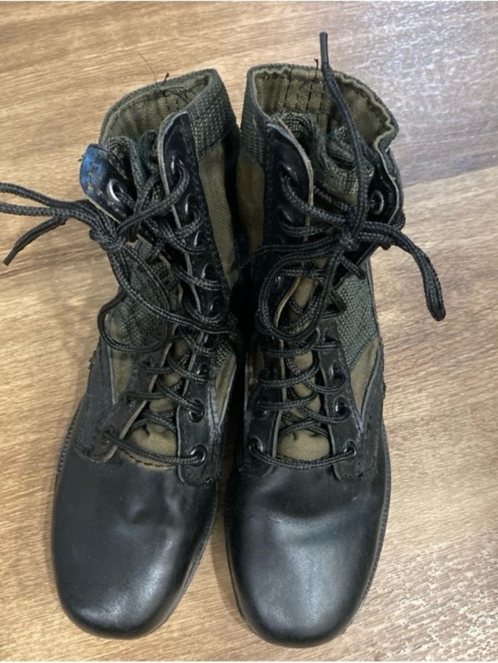 90s Vintage New Never Worn Tactical Jungle Boots Green & Black Sz UK 4R- US W7